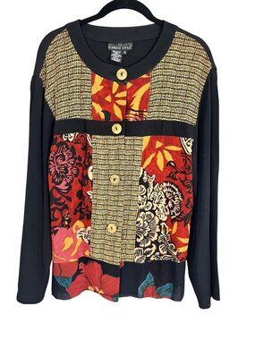 Vintage Colorful Floral Patchwork Top 4 Eclectic Artsy Boho Indie Festival 80s